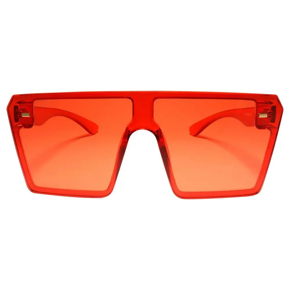 Oversized Vintage Style Huge XXL Translucent Red Frame Square Sunglasses